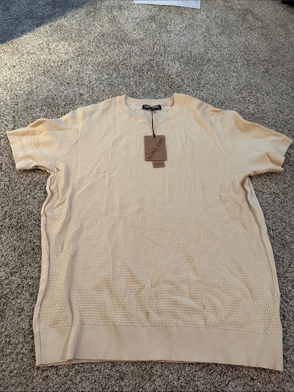 Men's Cream Waffle-Knit Short-Sleeve Shirt by Polo Jeans Co.